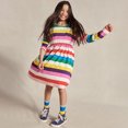 thumbnail image 2 of Toddler Girls Dresses Kids Long Sleeve Rainbow Stripe Prints Princess Dance Party Dress Fall Clothes Size 2-3T, 2 of 8