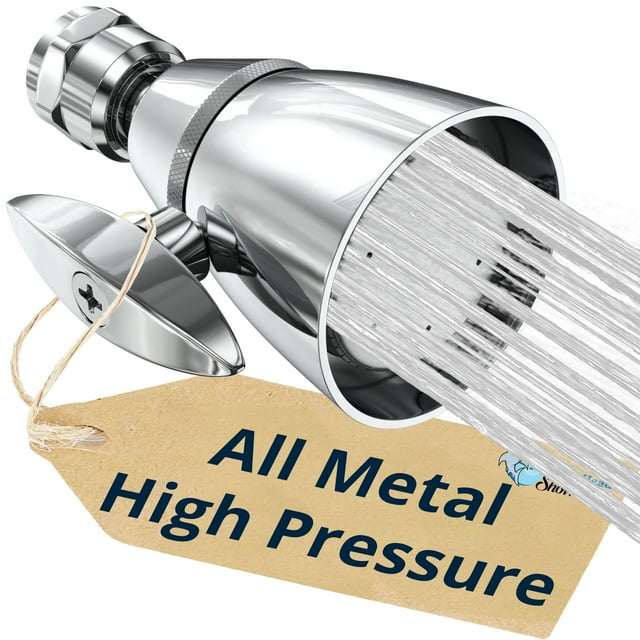 All Metal High Pressure Shower Heads Chrome GPM Shower Heads High Pressure High Flow Shower Head with Adjustable Spray Pattern Fixed Shower Head