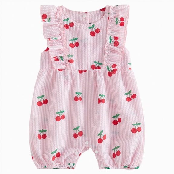 Baby Onesies Girl Baby Girl Watermelon Romper Sleeveless Ruffle Smocked Bubble Bodysuit Cute One Piece Summer Outfits
