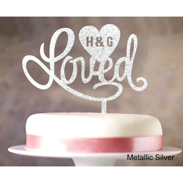 Loved Wedding Cake Topper Personalized Initial Name Cake Topper Cake Decoration Option Available 6-7 Inches Wide