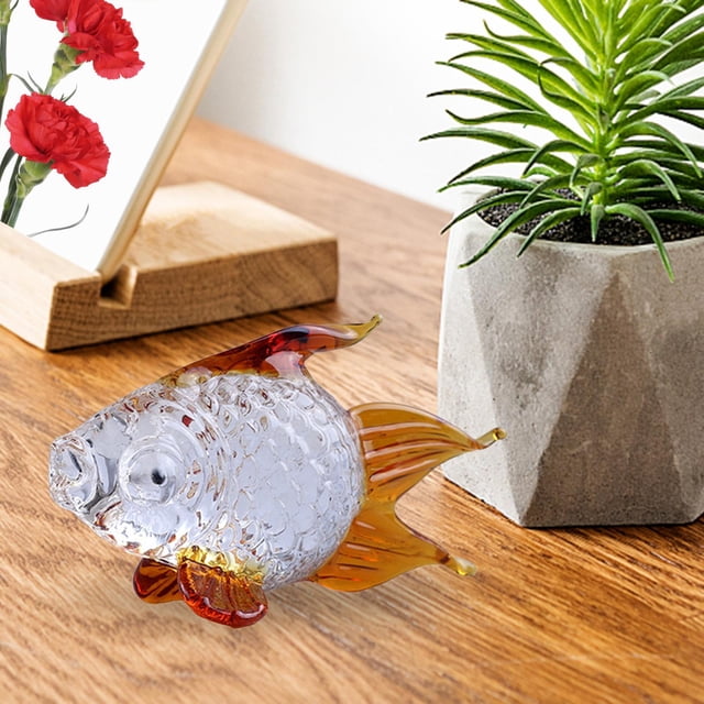 Estatuilla de dorado de cristal, decoración de mesa, escultura de Animal, estatua, adornos, regalos de cumpleaños, artesanía en miniatura para Macarena Estatuilla de pez dorado