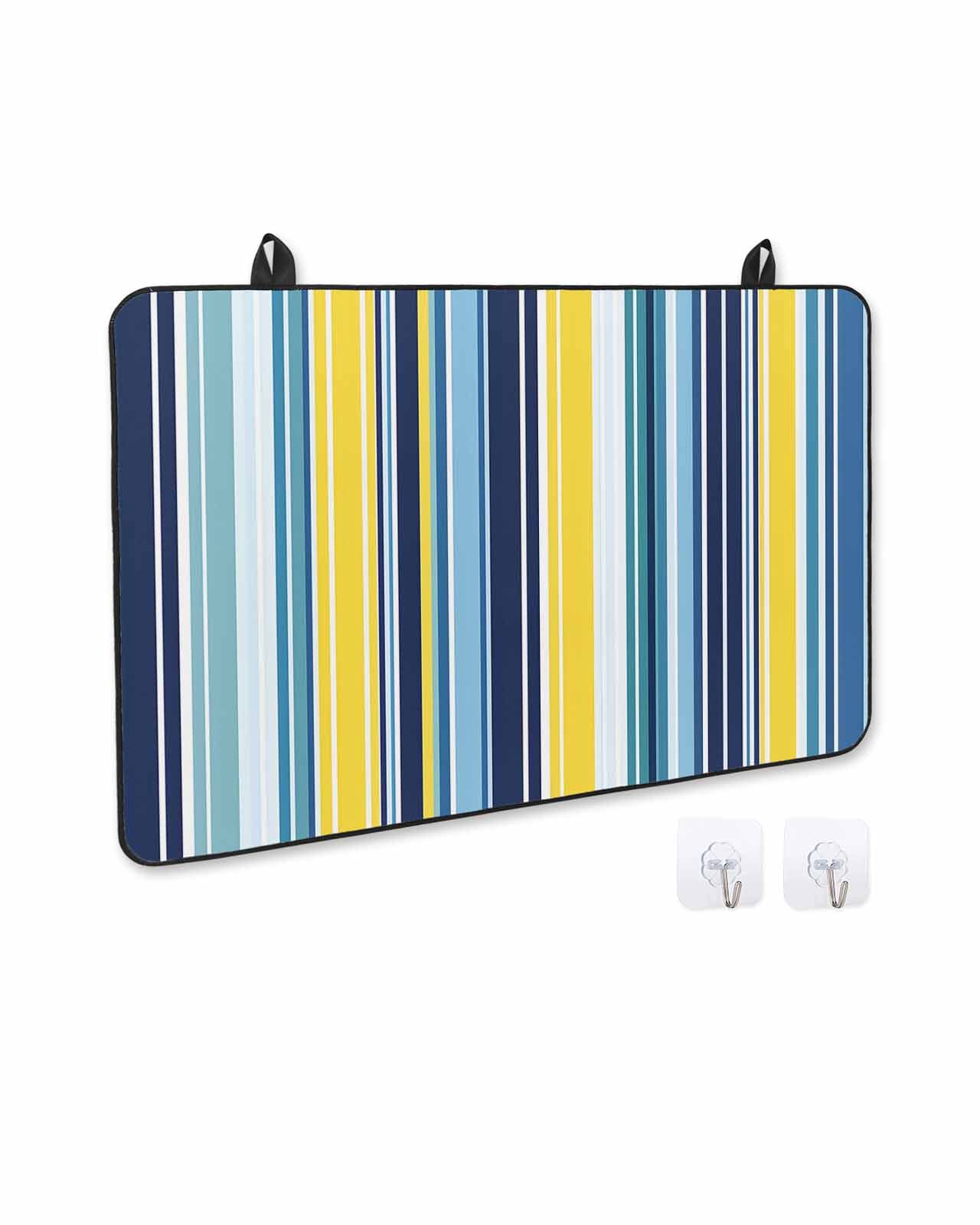 nqOlkjepod Large Induction Cooktop Protector Mat 24"x21", Blue Yellow Teal Stripes Stove Top Covers for Electric Stove, Boho Colorful Ombre Texture Stove Burner Cover Mats, Glass Top Stove Cover