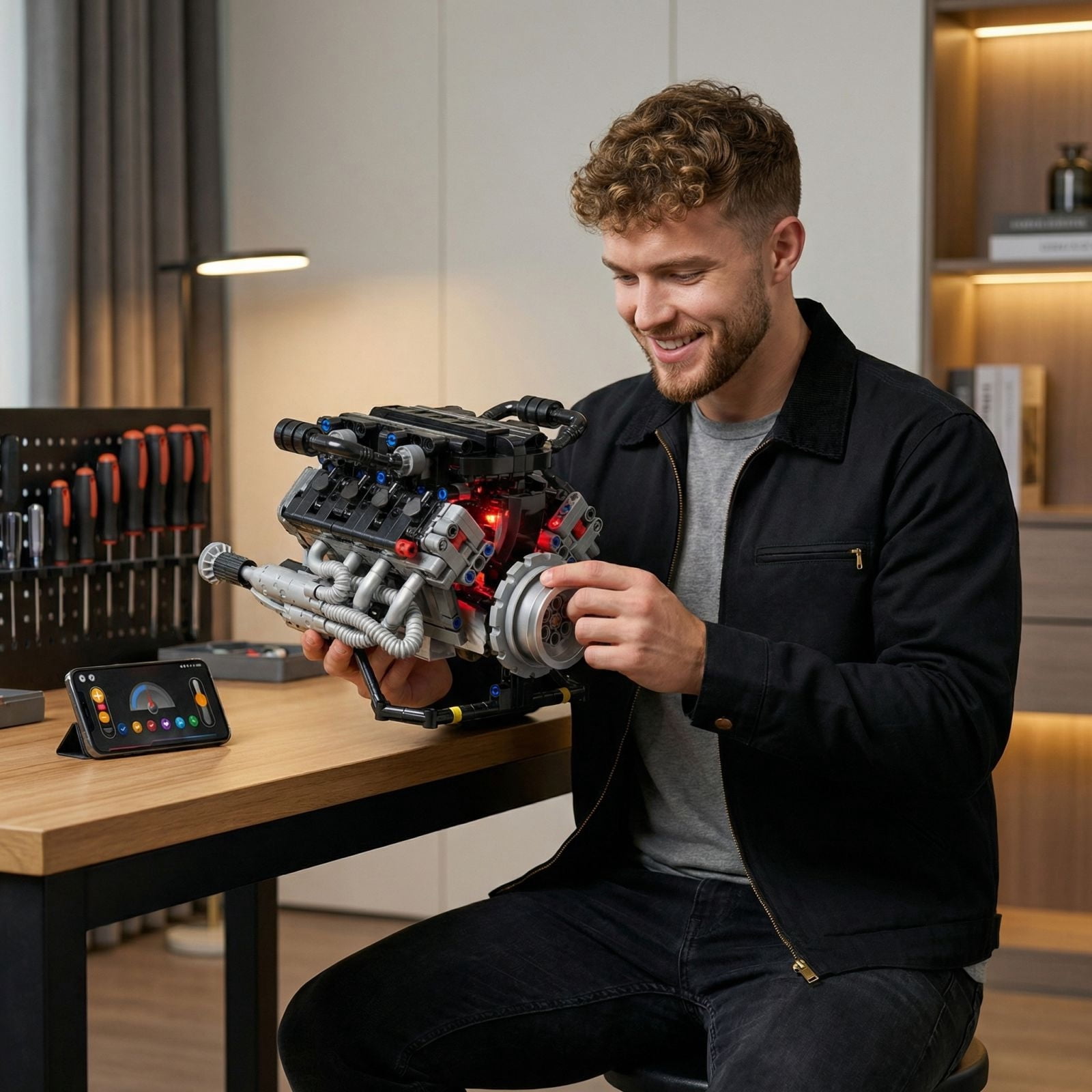 Engine Model Kit, Model Engine Kit, V8 Car Engine Model Kit, 9X7 In, Toys Engine Building Kit for Student, Building Bricks, Moving Internal Parts, 1 Set