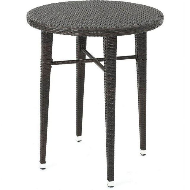 Noble House Dominica Outdoor 32.5" Round Multibrown Wicker Bar Table