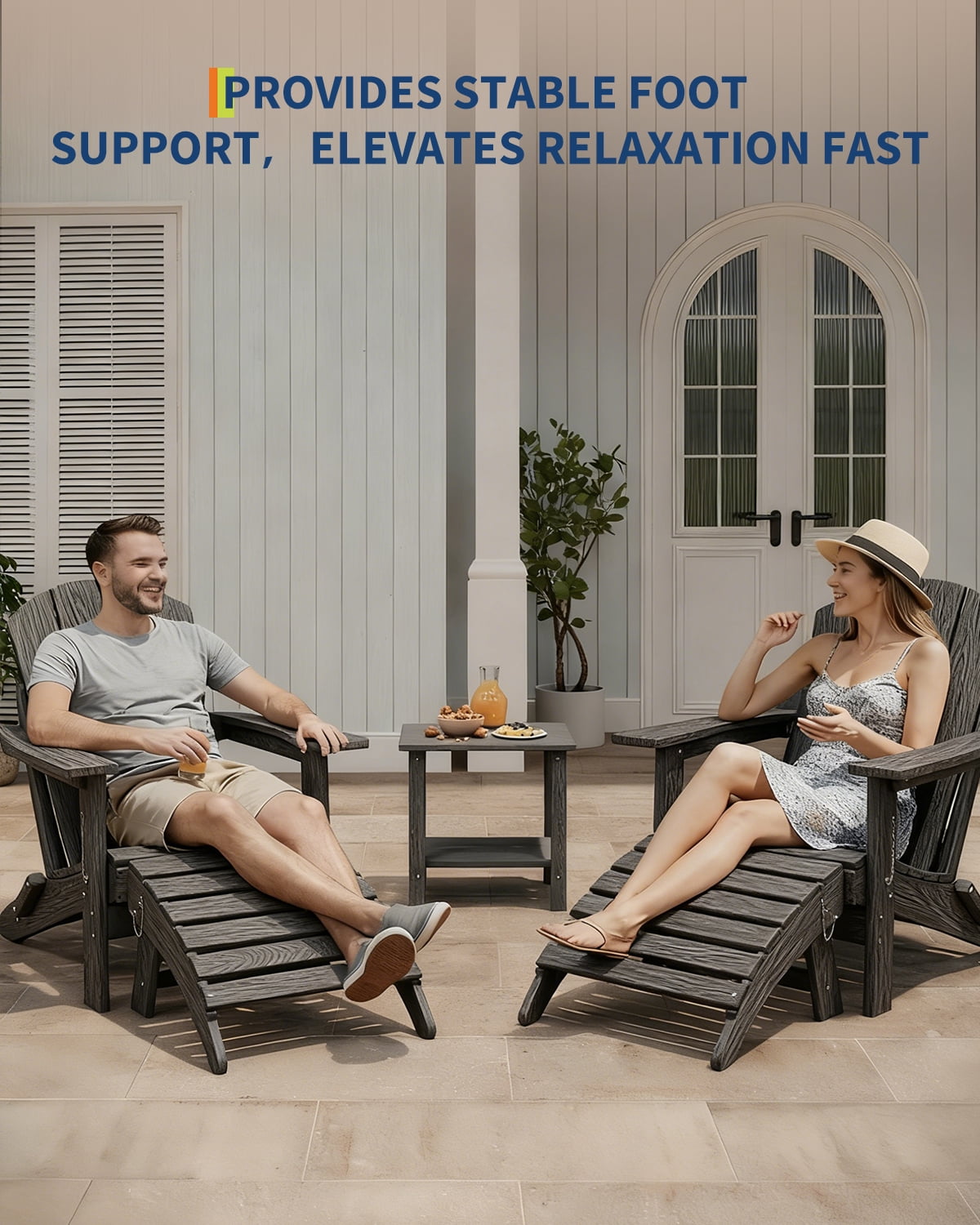 Soonbuy Folding Adirondack Ottomans, HDPE Outdoor Foot Rest for Adirondack Chair, All-Weather Patio Ottoman for Deck, Lawn, Porch and Poolside