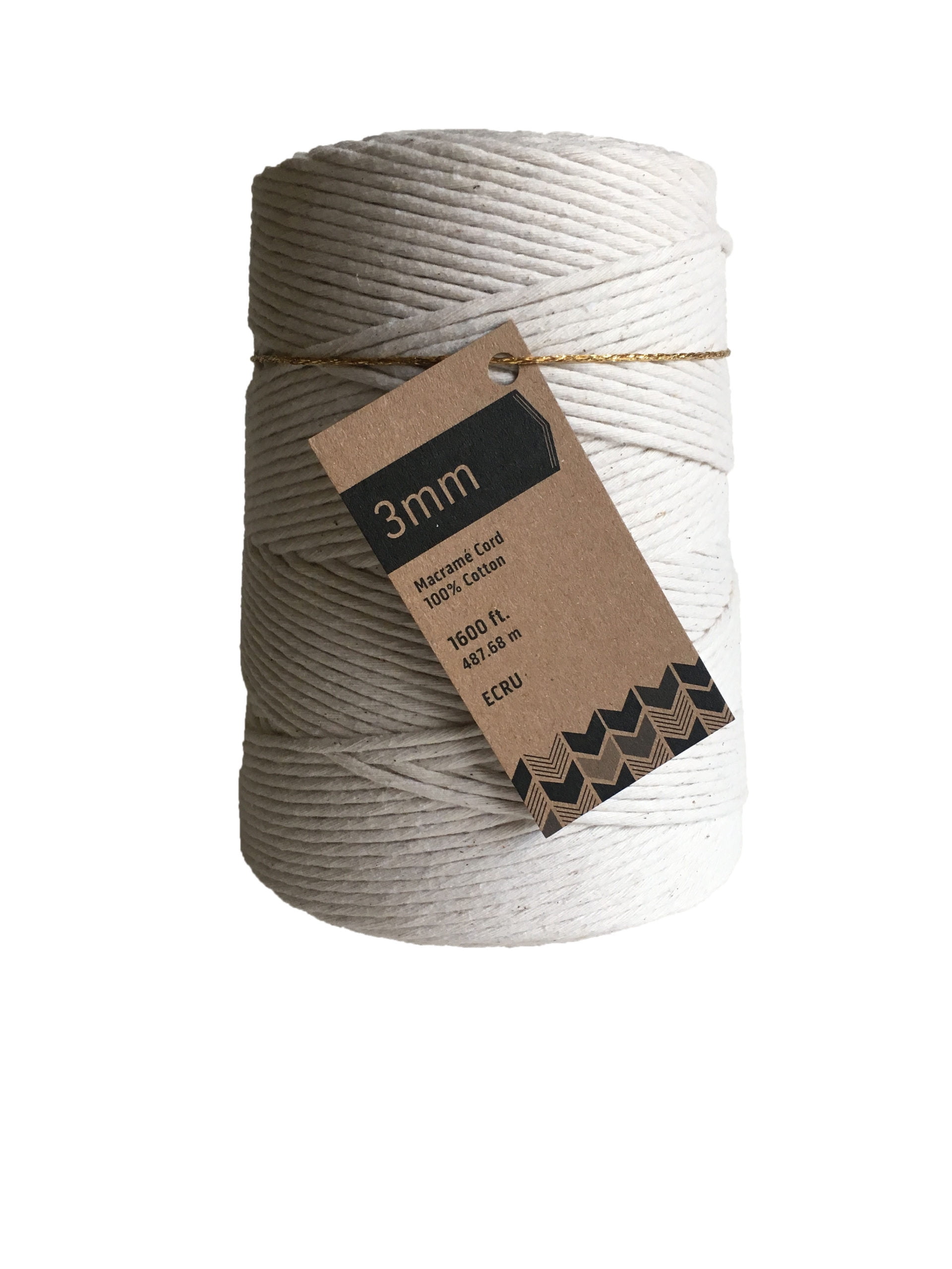 3mm Single Strand Cotton Macrame Cord - Natural 