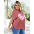 thumbnail image 5 of XCHQRTI Womens Oversized Love Shirt Half Sleeve Summer Tee Graphic Valentine's Day Plus Tops, 5 of 7