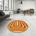 thumbnail image 3 of Ahgly Company Indoor Round Patterned Bold Yellow Area Rugs, 6' Round, 3 of 6