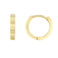 thumbnail image 1 of 14K Yellow Gold Diamond Cut Round Huggie Hoop Earrings, 12mm, 1 of 2
