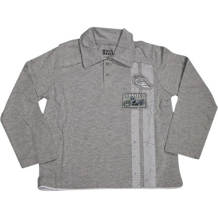 

Wild Mango Toddler and Boys Sizes 2T - 10 - Long Sleeve Fashion Polo Shirt Top 32079-5 (grey)