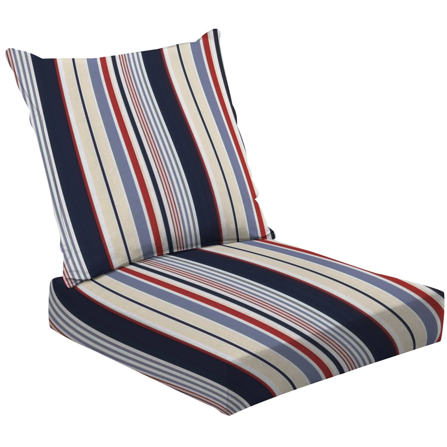 2Piece Deep Seating Cushion Set Stripe seamless blue red white colors