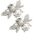 thumbnail image 4 of 1 Pair Bee Shape Clip On Shoe Clips Rhinestone Bridal Shoe Embellishments, 4 of 9