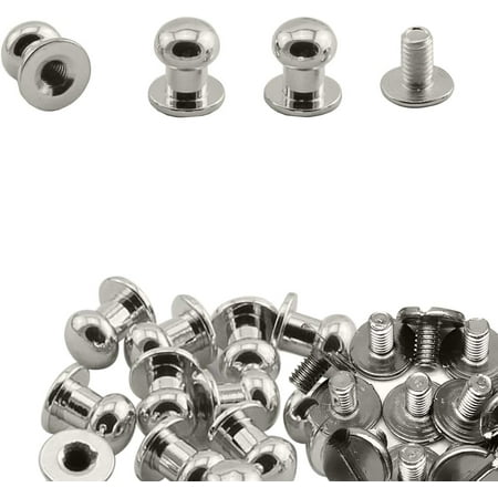 

Trimming Shop 8mm Screw Back Chicago Rivets Sam Browne Studs Round Head Hand Pressed Rivet for DIY Leathercrafts Clothing Repair Embellishment Silver 50pcs