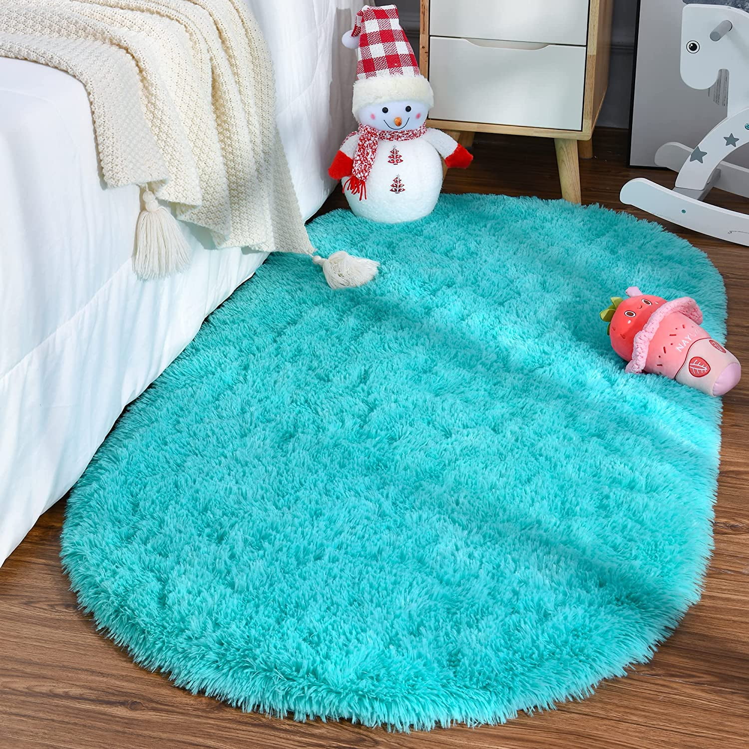 Noahas Ultra Soft Fluffy Bedroom Rugs For Kids,2.6'x5.3',Blue