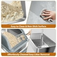 thumbnail image 5 of SQIREP Stainless Steel Cat Litter Box Semienclosed XL Non-Sticky Metal Litter Box Tray Anti-Leakage Easy Cleaning with Litter Scoop and High Wall Sides Enclosure for Big Cats, 5 of 7