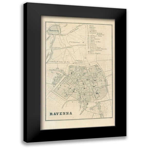 Castro 10x14 Black Modern Framed Museum Art Print Titled - Ravenna Italy - Castro 1870