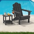 thumbnail image 6 of JUSTLET Three-position Adjustable Backrest Folding Adirondack Chair W/ Cup Holder, HDPE Weather Resistant Outdoor Patio Chair, Gray(1PC), 6 of 10
