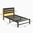 thumbnail image 4 of iRerts Twin Bed Frame with Headboard, Metal Platform Bed Frame Twin Size with USB Charging Station, LED Lights, Steel Slats, LED Bed Frame No Box Spring Needed for Bedroom Furniture, Black, 4 of 11