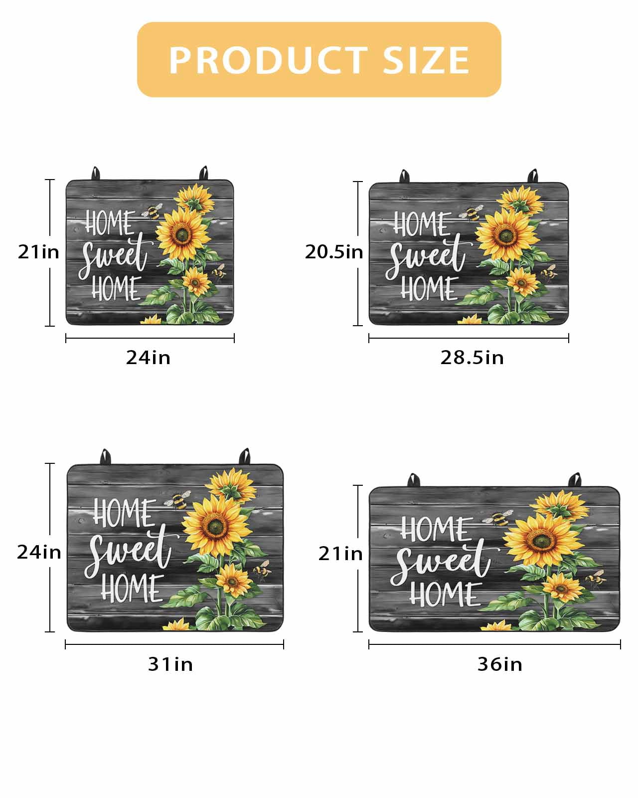nqOlkjepod Large Induction Cooktop Protector Mat 36"x21", Spring Sunflowers Stove Top Covers for Electric Stove, Black Wooden Grain Country Farm Stove Burner Cover Mats, Glass Top Stove Cover