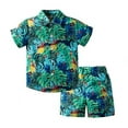 thumbnail image 3 of Bullpiano 1-6Y Toddler Baby Boy Summer Vavation Shorts Sets Kids Short Sleeve Button down Leaves Floral Print Shirt+Shorts Suits Casual Beach Hawaiian Outfit (Style Q), 3 of 5
