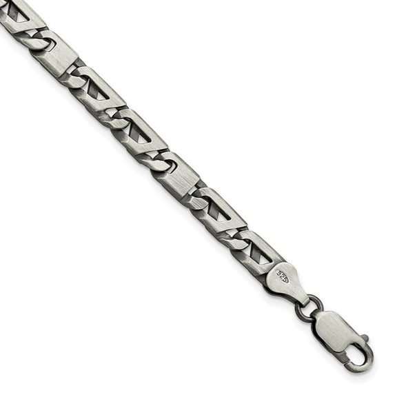 Auriga Fine Jewelry 925 Sterling Silver Antiqued Brushed Link Bracelet 8.25inch for Women