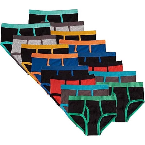 MALLARY BY MATTHEW Boys 100% Cotton Briefs Underwear (16 Pack), Basics Multicoloured Elastic, XL