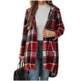 thumbnail image 6 of Ailaofu Women's Flannel Plaid Jacket 2025 Casual Oversized Soft Long Sleeve Lounge Lapel Zipper Hooded Trench Coats, 6 of 6