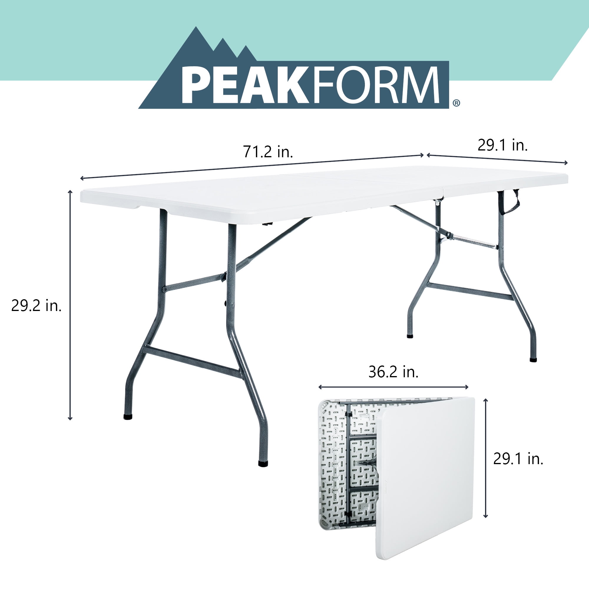 Peakform 6' Rectangle Centerfold Table, Indoor/Outdoor Requisite