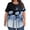 Navy-01, variant on Womens Tops Plus Size, Ruffled 3/4 Sleeve Crew Neck Pleats Shirts Vintage Print Summer Loose Casual Tops
