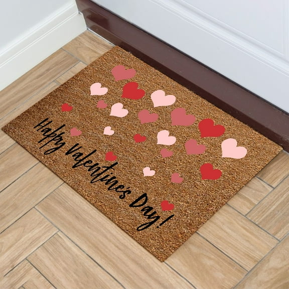 Valentine's Day-Welcome-Doormat for Spring-Outdoor - Red-Heart-Love Coir-Front-Door-Mat with Non- for Wdding Home Decor(15.7x23.6 inche)