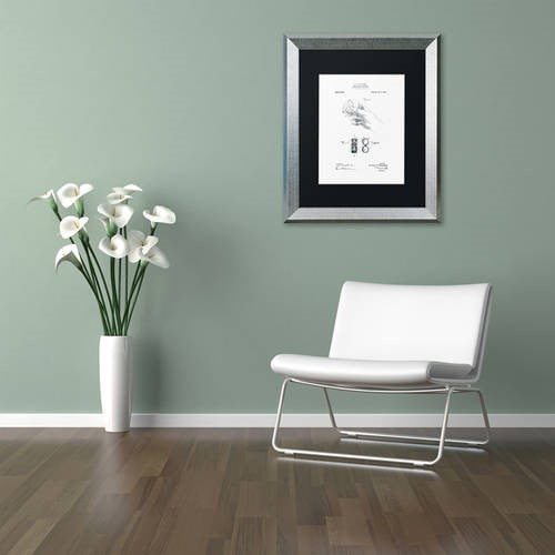 Trademark Fine Art "Baseball Curver Patent 1909 White" Canvas Art by Claire Doherty, Black Matte, Silver Frame