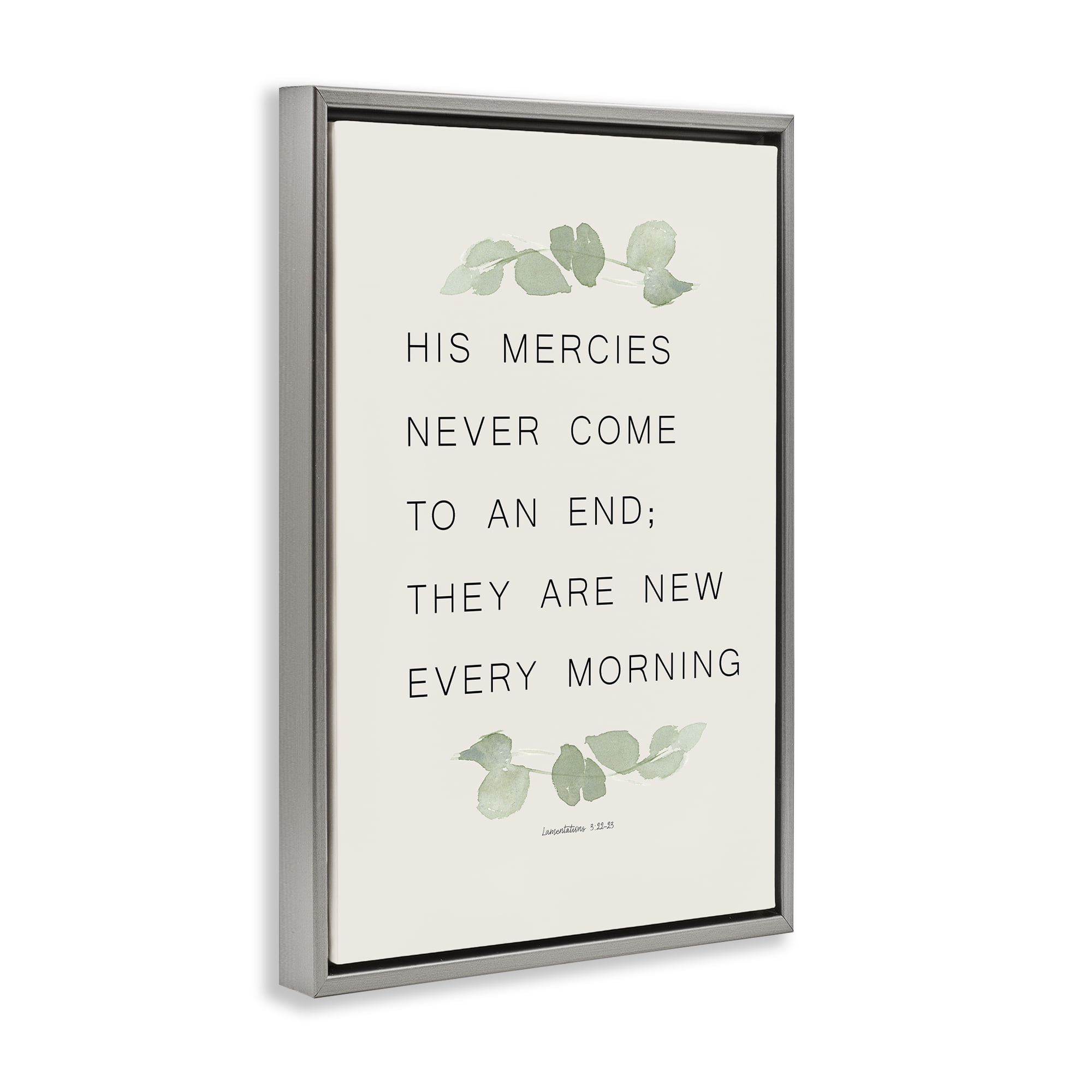 Stupell Industries Mercies New Every Morning Gray Framed Floater Canvas Wall Art, design by Lucille Price