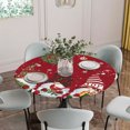 thumbnail image 5 of Christmas Gnomes Round Tablecloth for 45-54 Inch Tables,Fitted Table Cover with Elastic Edge,Red Joy Pine Branches Cardinal Birds Waterproof Outdoor Table Cloth Protector for Patio Garden Dinner, 5 of 9
