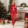 thumbnail image 6 of Yuaguia Red Matching Family Christmas Pajamas Sets, Holiday Tree Graphic Lettering Tops, Buffalo Plaid Raglan Long Sleeves, Snow Dot Pants Sleepwear for Women, Men, Kids, Baby, 6 of 6