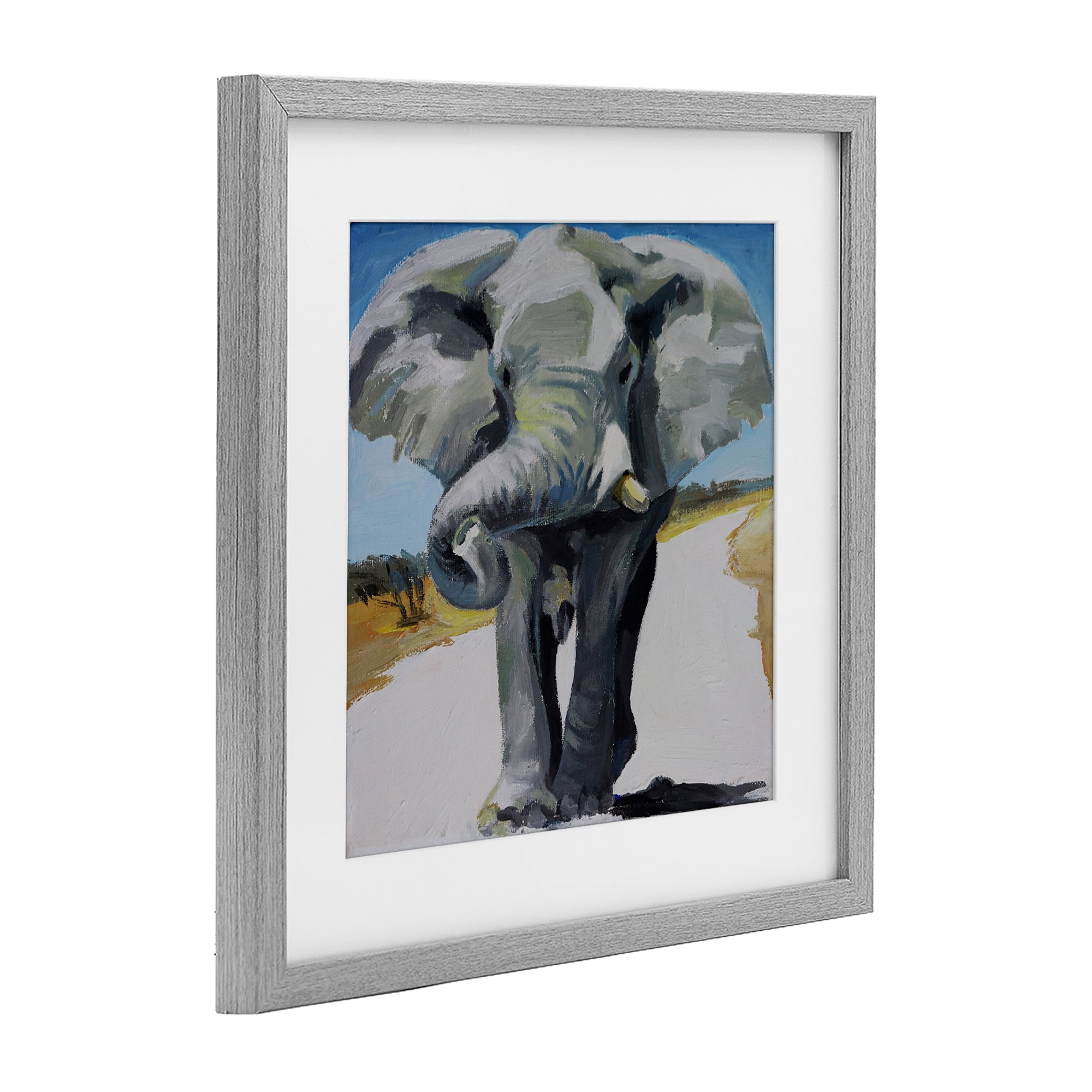 Stupell Industries Majestic Elephant on Path Gray Framed Print Under Glass, design by Violeta Vollmer