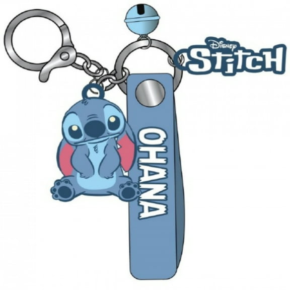 Lilo & Stitch 875118 3 in. Lilo & Stitch Ohana Figural Keychain with Wristlet Bell & Charm
