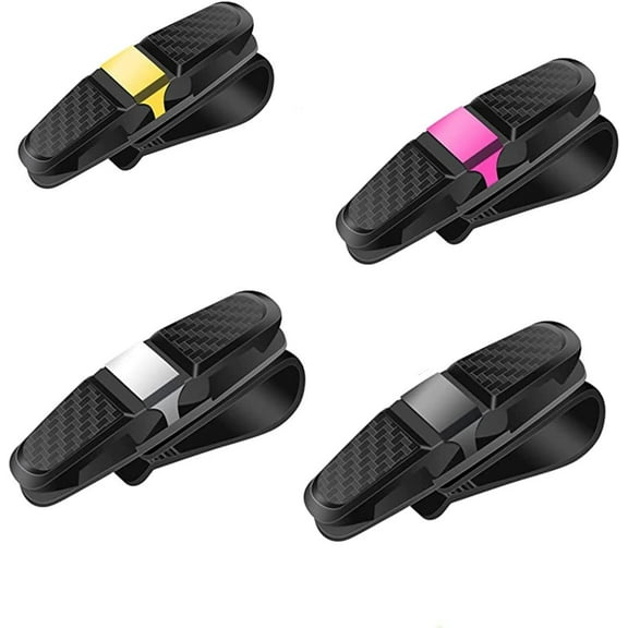 Sunglasses Holder for Car Sun Visor, 4PCS Universal Car Sunglasses Holder, Hanger Eyeglasses Mount for Car, Sunglasses Holder Sun Visor, 180-Degree Rotational Clip