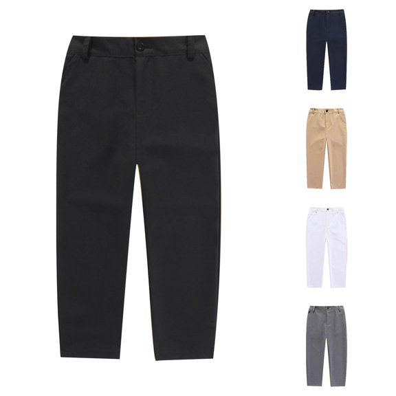 Shachafan Boys' Girls‘ Flat Front Dress Pants Adjustable Waist School Wear Formal Casual Pants Trousers For Kids Homecoming Outfits for Boys