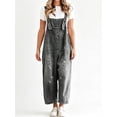 thumbnail image 5 of Sleeveless Women Casual Denim Jumpsuit Loose Wide Leg Jeans Oversall Bib Pants, 5 of 6