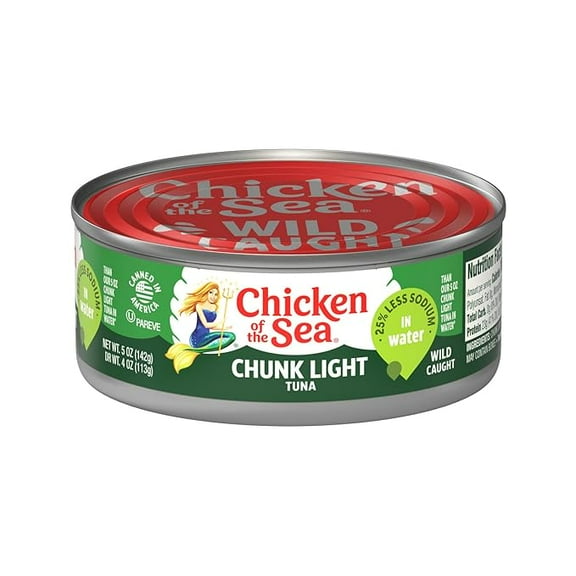 Chicken of the Sea Chunk Light Tuna in Water, 5 Ounce Can (Pack of 1), Wild Caught Canned Tuna, 25% Less Sodium