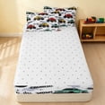 thumbnail image 4 of Erosebridal Monster Truck Zipper Twin Comforter Sets with Fitted Sheet and 2 Pillowcases, Checkered Flag Zipper Bedding Set, Light Gray, Reversible, 4 of 7