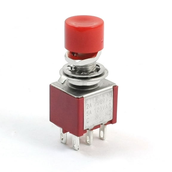 Panel Mount 250V 2A 6 Pin DPDT 2NO 2NC Momentary Push Button Switch