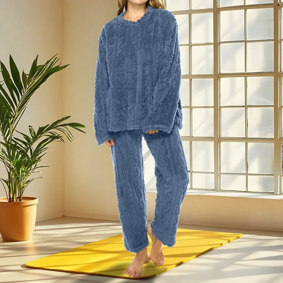 Censtreet Christmas Women's Casual Pajama Set Fuzzy Fleece Winter Long Sleeve Pj Loungewear