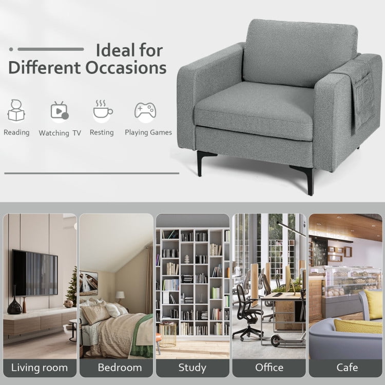 Finihen Sectional Sofa Couch, Modern Accent Armchair with Side Storage Pocket, for Living Room, Gray Finihen Sectional Sofa Couch, Modern Accent Armchair with Side Storage Pocket, for Living Room, Gray