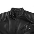 thumbnail image 4 of Maoxin Mens Leather Jacket Men Zipper Pocket Artificial Leather Clothing Long Sleeves No Hat Fall And Winter Loose Coat Leather Jacket Men Plus Size Black L, 4 of 8