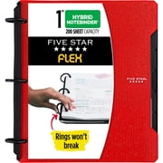 Five Star Flex Refillable Notebook + Study App, 1", 60 Sheets, College Ruled, Fire