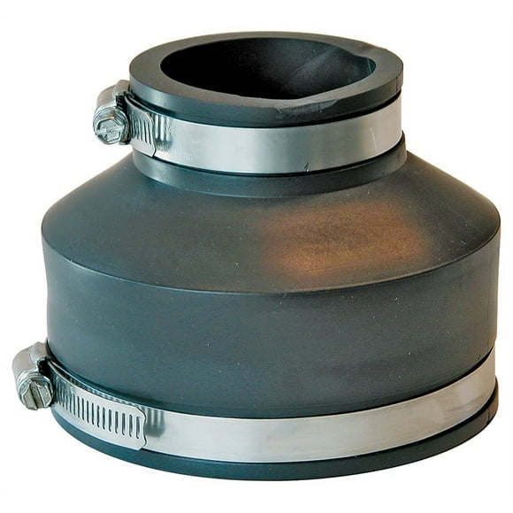 Fernco 1056 Flexible Pipe Reducing Stock Coupling, 4 X 2 in x 3.883 in, Plastic, 4.3 psi, PVC