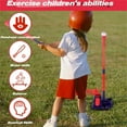 thumbnail image 6 of 3-in-1 T Ball Set for Kids, 2.5-3.9ft Height Adjustable Tee Ball Stand, Hanging Tee, Pitching Machine, Tball Bat with 6 Balls, Indoor/Outdoor Sport Gifts for Boys & Girls, 6 of 11