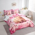 thumbnail image 2 of Manfei Lovely Capybara 7 Pieces Full Size Bedding Sets,Sweet Cherry Blossoms Full Size Bed in a Bag,Pink,Colorful Stars Reversible, 2 of 7
