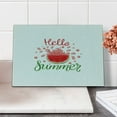 thumbnail image 2 of Hello Summer Cutting Board, Cartoon Design Print and a Seemingly Juicy Watermelon Slice with Funky, Decorative Tempered Glass Cutting and Serving Board, Small Size, Multicolor, by Ambesonne, 2 of 5